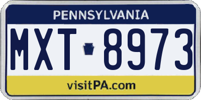 PA license plate MXT8973
