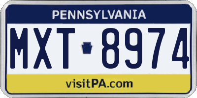 PA license plate MXT8974