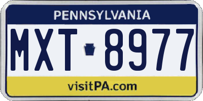 PA license plate MXT8977