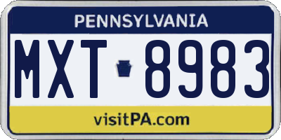 PA license plate MXT8983