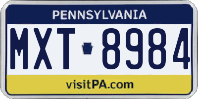 PA license plate MXT8984