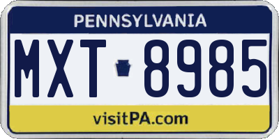 PA license plate MXT8985