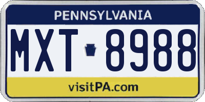 PA license plate MXT8988