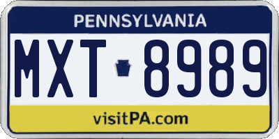 PA license plate MXT8989
