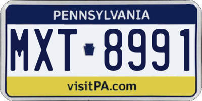 PA license plate MXT8991