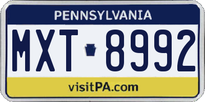 PA license plate MXT8992