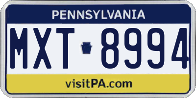 PA license plate MXT8994