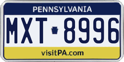 PA license plate MXT8996