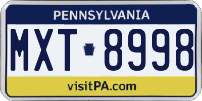 PA license plate MXT8998