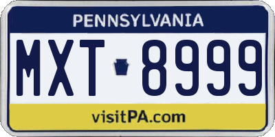 PA license plate MXT8999
