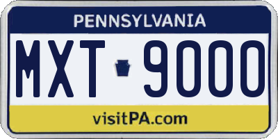 PA license plate MXT9000