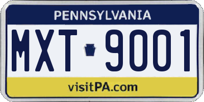PA license plate MXT9001