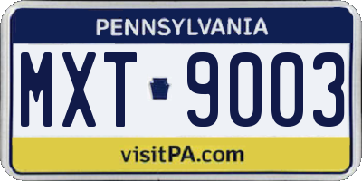 PA license plate MXT9003
