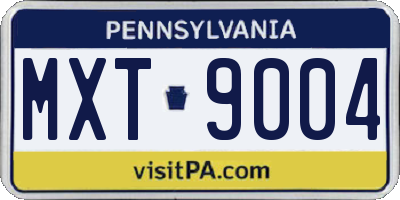 PA license plate MXT9004