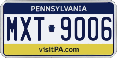 PA license plate MXT9006