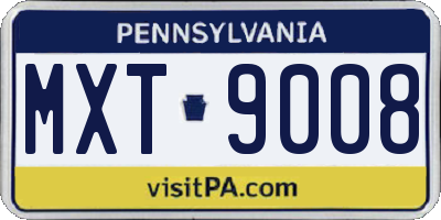 PA license plate MXT9008