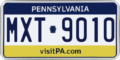 PA license plate MXT9010