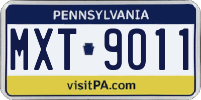 PA license plate MXT9011