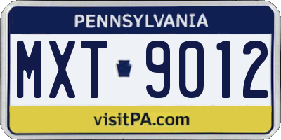 PA license plate MXT9012