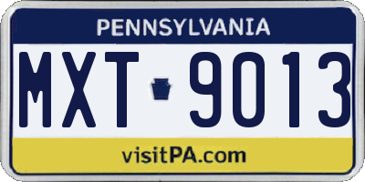 PA license plate MXT9013
