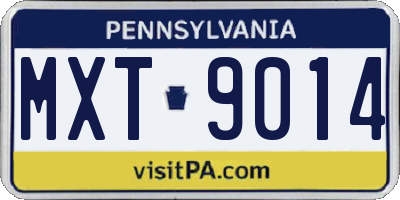 PA license plate MXT9014