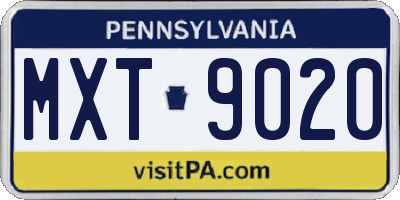 PA license plate MXT9020