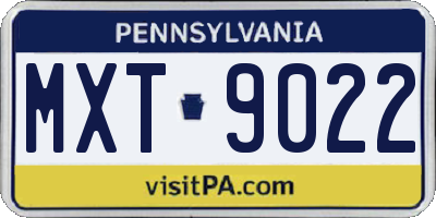 PA license plate MXT9022
