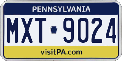 PA license plate MXT9024