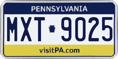 PA license plate MXT9025