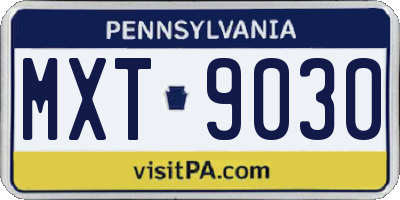 PA license plate MXT9030