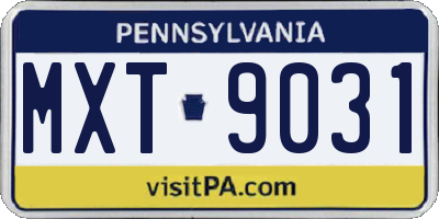 PA license plate MXT9031