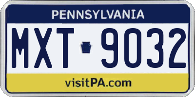 PA license plate MXT9032