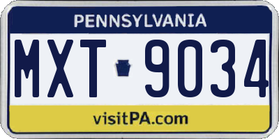 PA license plate MXT9034