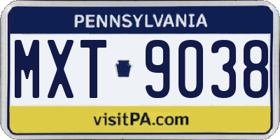 PA license plate MXT9038