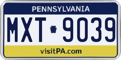 PA license plate MXT9039