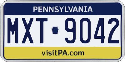 PA license plate MXT9042