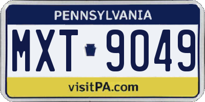 PA license plate MXT9049