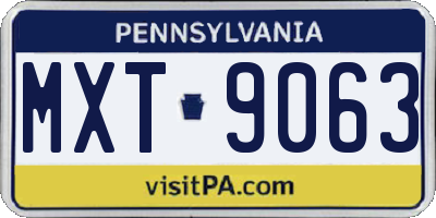 PA license plate MXT9063