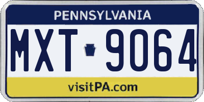 PA license plate MXT9064