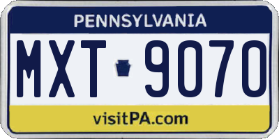 PA license plate MXT9070