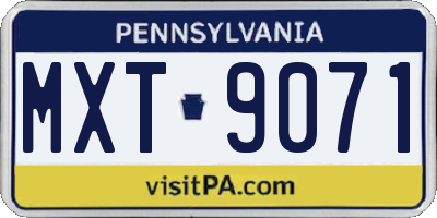 PA license plate MXT9071