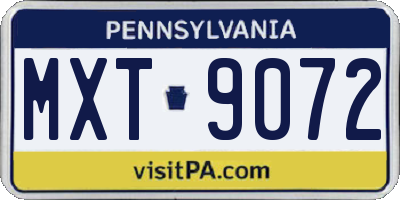 PA license plate MXT9072