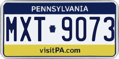 PA license plate MXT9073