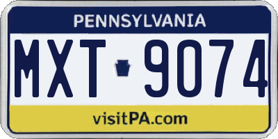 PA license plate MXT9074