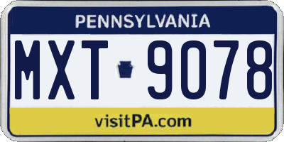 PA license plate MXT9078