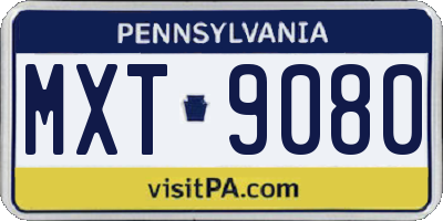 PA license plate MXT9080