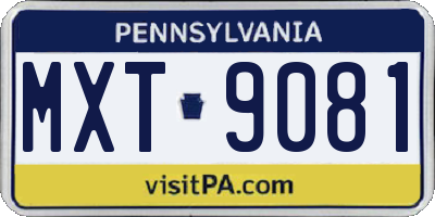 PA license plate MXT9081