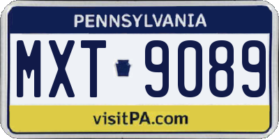 PA license plate MXT9089