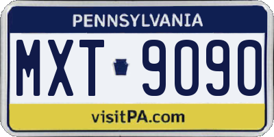 PA license plate MXT9090