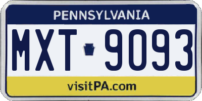 PA license plate MXT9093